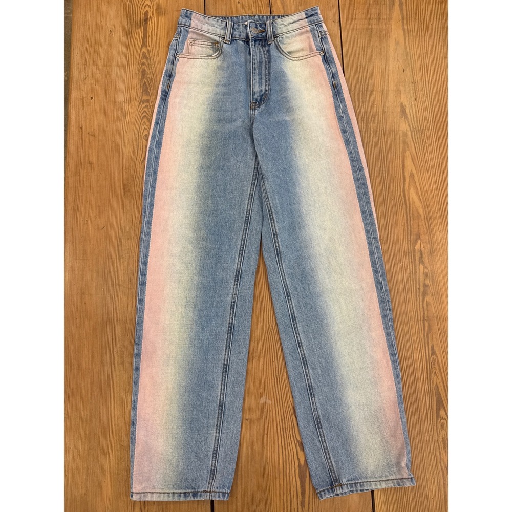 BDG High‎ Rise Baggy Rainbow Ombre Jeans Light Wash 25